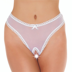 Blanc ouverture entrejambe G-String